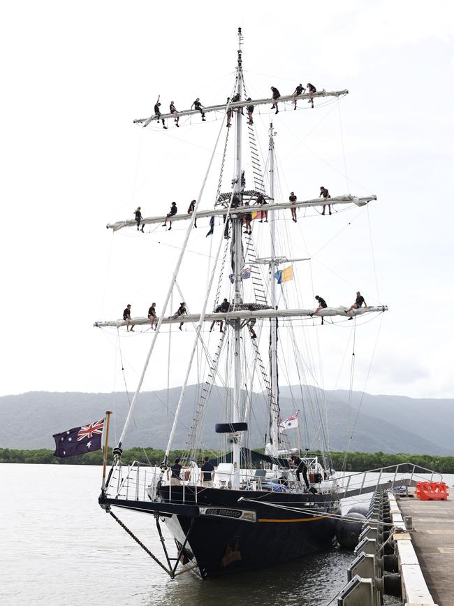 The Sailing Training Ship Endeavour has moored at HMAS Cairns for the navy base's open day to the public, on its final circumnavigation of Australia. Picture: Brendan Radke