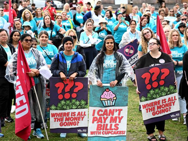 BRISBANE, AUSTRALIA - NewsWire Photos - September 7, 2022.Childcare workers take part in a rally during a national day of action, calling for better conditions and pay. Picture: NCA NewsWire / Dan Peled