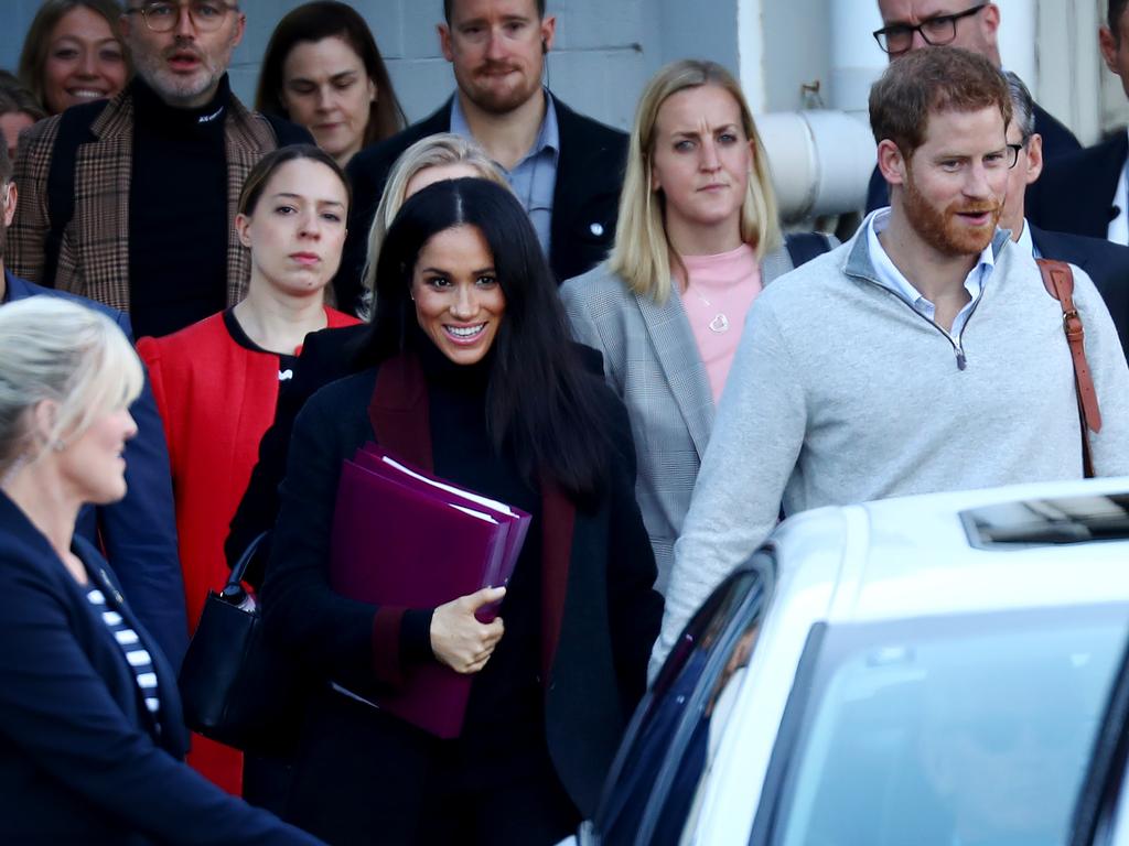 15/10/2018: Meghan Markle and Prince Harry arrive at Sydney International Airport on Monday morning. Picture: Hollie Adams