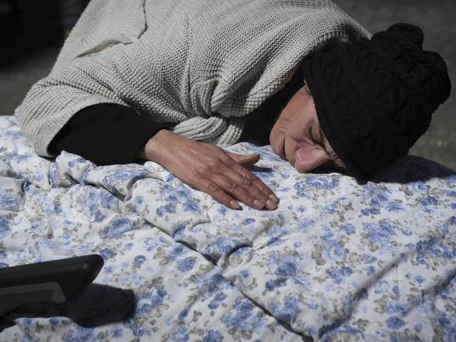 A local woman cries as she waits for the autopsy to be carried out on her aunt, in front of the Elbistan State Hospital in Elbistan Turkey. Picture: Getty Images