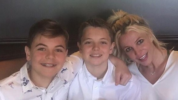 Britney Spears with her sons when they were younger.