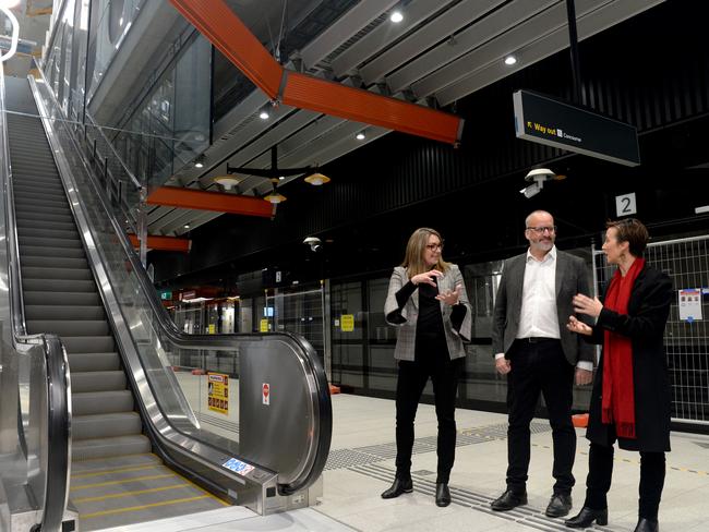 Media got a look at the new Parkville Station on Saturday. Picture: NewsWire / Andrew Henshaw