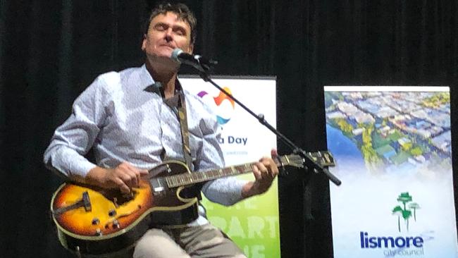 CALLING LISMORE HOME: Lismore musician Luke Vassella said he was honoured to be asked to perform the National Anthem at the Lismore Australia Day Ceremony and I still call Australia Home at the citizenship ceremony on Australia Day 2021, Photo: Alison Paterson