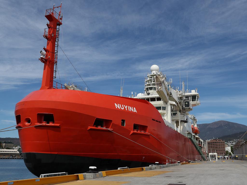 The new Australian Antarctic Division ship RSV Nuyina docked in Hobart. Picture: Nikki Davis-Jones