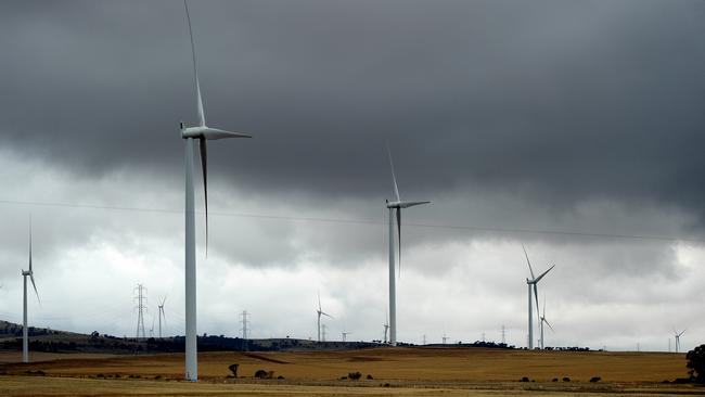 Neoen Hornsdale wind farm and power substation near Jamestown, SA, the site of the Tesla lithium-ion “Big Battery”. Picture: Bernard Humphreys