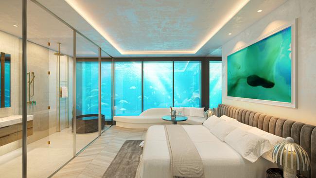 Six underwater hotel suites are a feature of a $250m high end wellness, tourism and hotel space that rich-lister developer Tim Gurner plans for 91-113 Davidson St in Port Douglas. Picture: Supplied