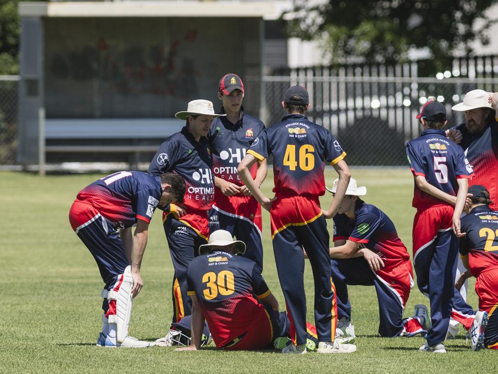 Metropolitan-Easts before taking on Northern Brothers Diggers in Toowoomba Cricket B Grade One Day grand final at Captain Cook Reserve, Sunday, December 10, 2023. Picture: Kevin Farmer