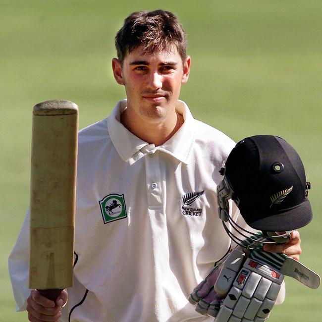 New Zealand batsman Mathew Sinclair after scoring a double century during a Test against Pakistan in 2001. Picture: AFP