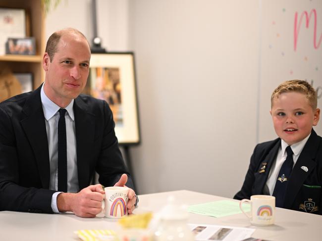 BIRMINGHAM, ENGLAND - APRIL 25: Britain's Prince William, Prince of Wales speaks with students about the mental health initiatives that take place there, during a visit to St. Michael's Church of England High School in Rowley Regis, on April 25, 2024. During his visit Prince William, Prince of Wales will learn about the award-winning student-led initiatives available to pupils to support their mental health and wellbeing. (Photo by Oli Scarff - WPA Pool/Getty Images)