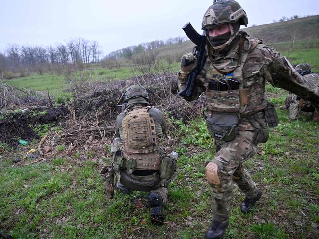 The "Spartan" brigade of National Guard of Ukraine take part in military exercises. Picture: AFP