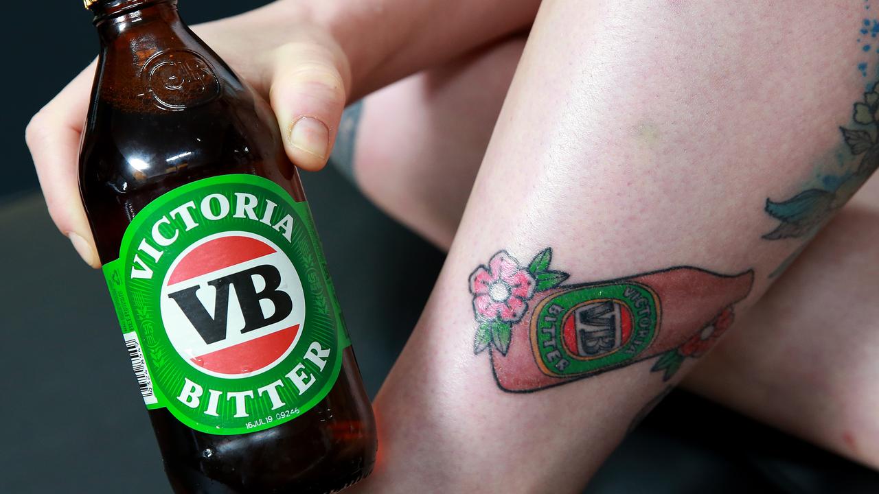 Die-hard beer fan Lauren Hart has committed hard to the VB lifestyle. Picture: Toby Zerna