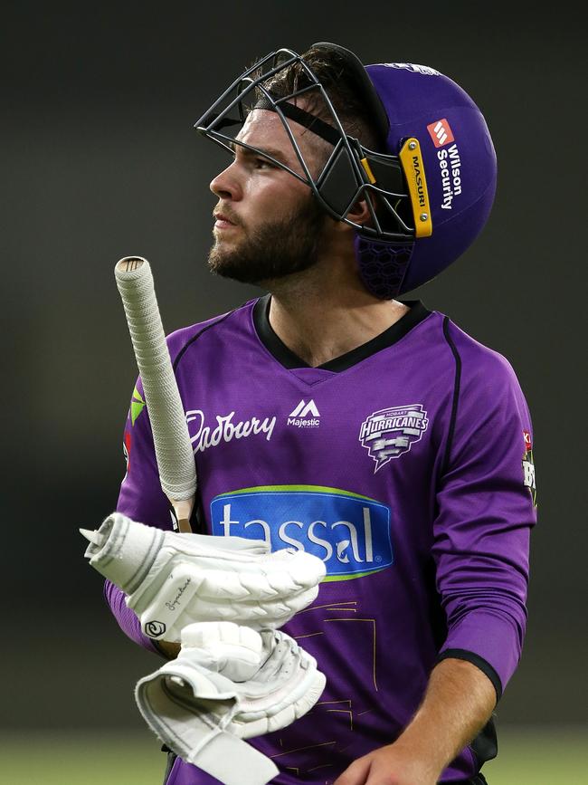 Caleb Jewell walks from the field after being dismissed in Perth. Picture: PAUL KANE/GETTY IMAGES