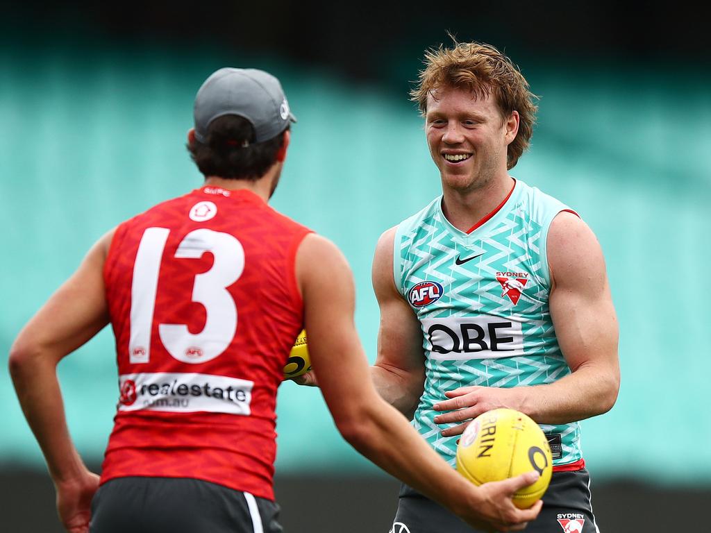 Sydney's Callum Mills during the Sydney Swans training session at the SCG on July 3, 2024.. Photo by Brett Costello (Image Supplied for Editorial Use only – **NO ON SALES** – Â©Brett Costello )