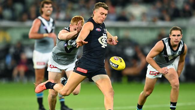 Patrick Cripps was one of a handful of Blues players who missed key shots on goal. Picture: Quinn Rooney/Getty Images