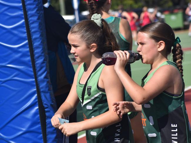 Action from Rockhampton Netball's annual Sullivan's Carnival at Jardine Park, Rockhampton, on May 24, 2025.