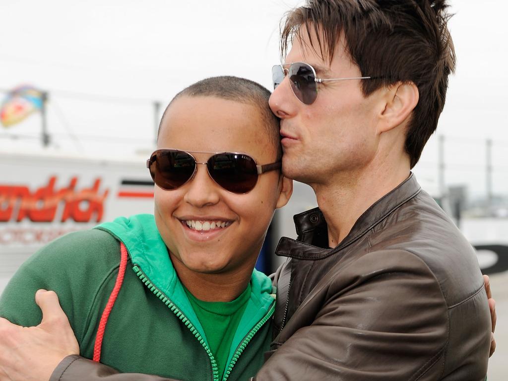 Tom Cruise hugs his son Connor Antony Cruise. Picture: AFP