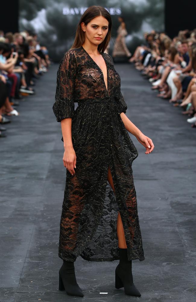 And Jesinta again, this time decked out in a bohemian frock from Sydney designer Alice McCall, who will be sitting front row at the show tonight. Picture: Mark Nolan/Getty Images