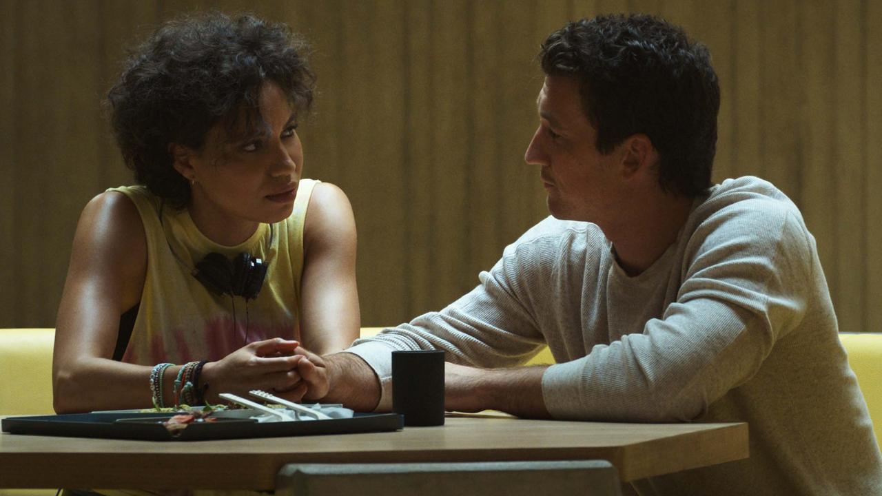 Jurnee Smollett and Miles Teller in Spiderhead. Picture: Netflix