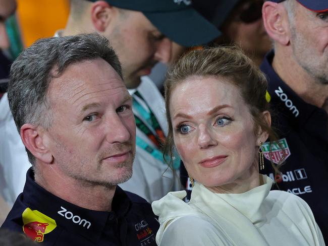 Christian Horner with Geri Halliwell at the Saudi Arabian Formula One Grand Prix in Jeddah on March 9, 2024. Picture: AFP