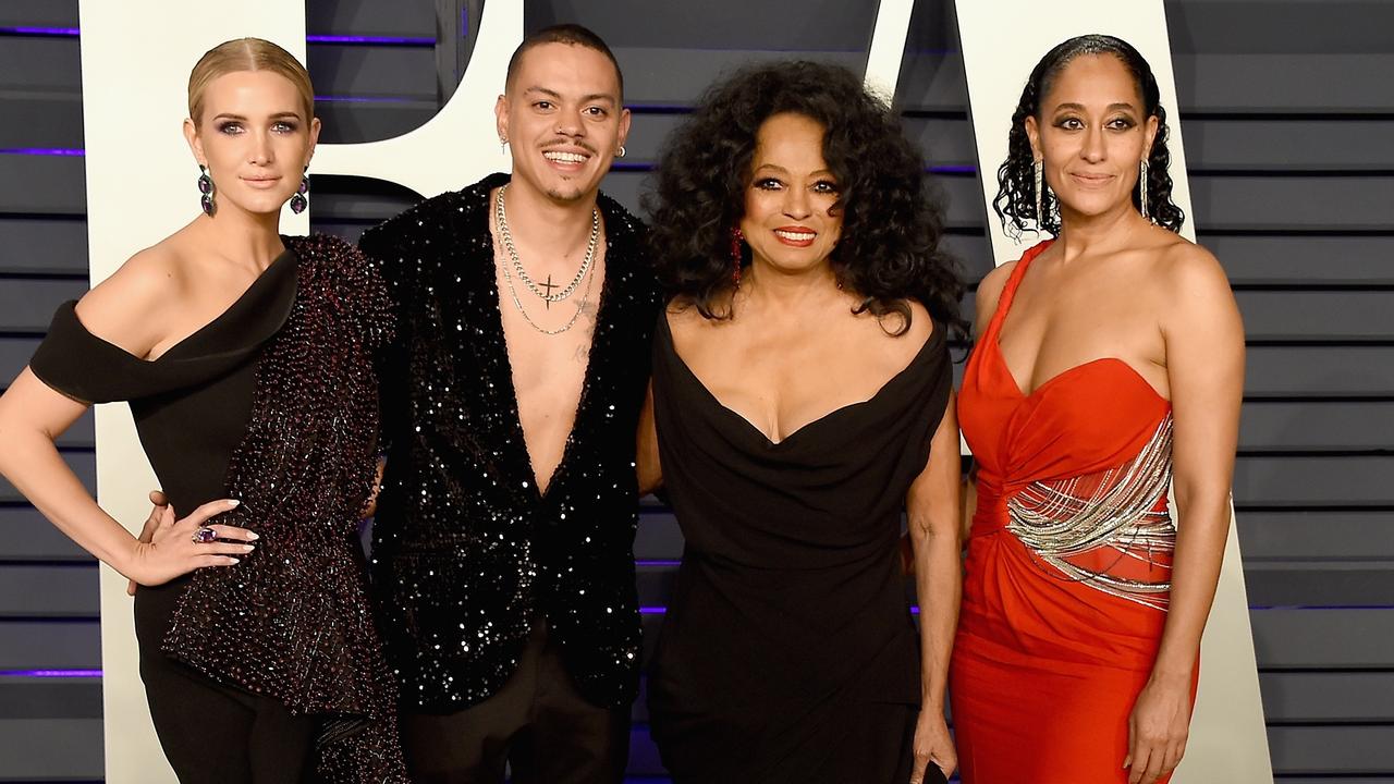 Tracee Ellis Ross with mother Diana Ross, half-brother Evan Ross and sister-in-law Ashlee Simpson. Picture: Gregg DeGuire/FilmMagic/Getty Images