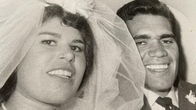 Jean and Geoff Liddle on their wedding day in Alice Springs, 1966.