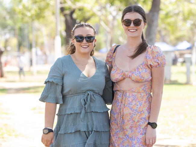 Sarah Clydesdale and Georgia Whiley at the Katherine Races 2022. Picture: Floss Adams.