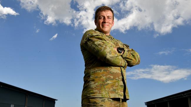 Sergeant Aaron Robertson from 1st Aviation Regiment, is one of the first soldiers from his unit to relocate from Darwin to Townsville. Picture: Evan Morgan