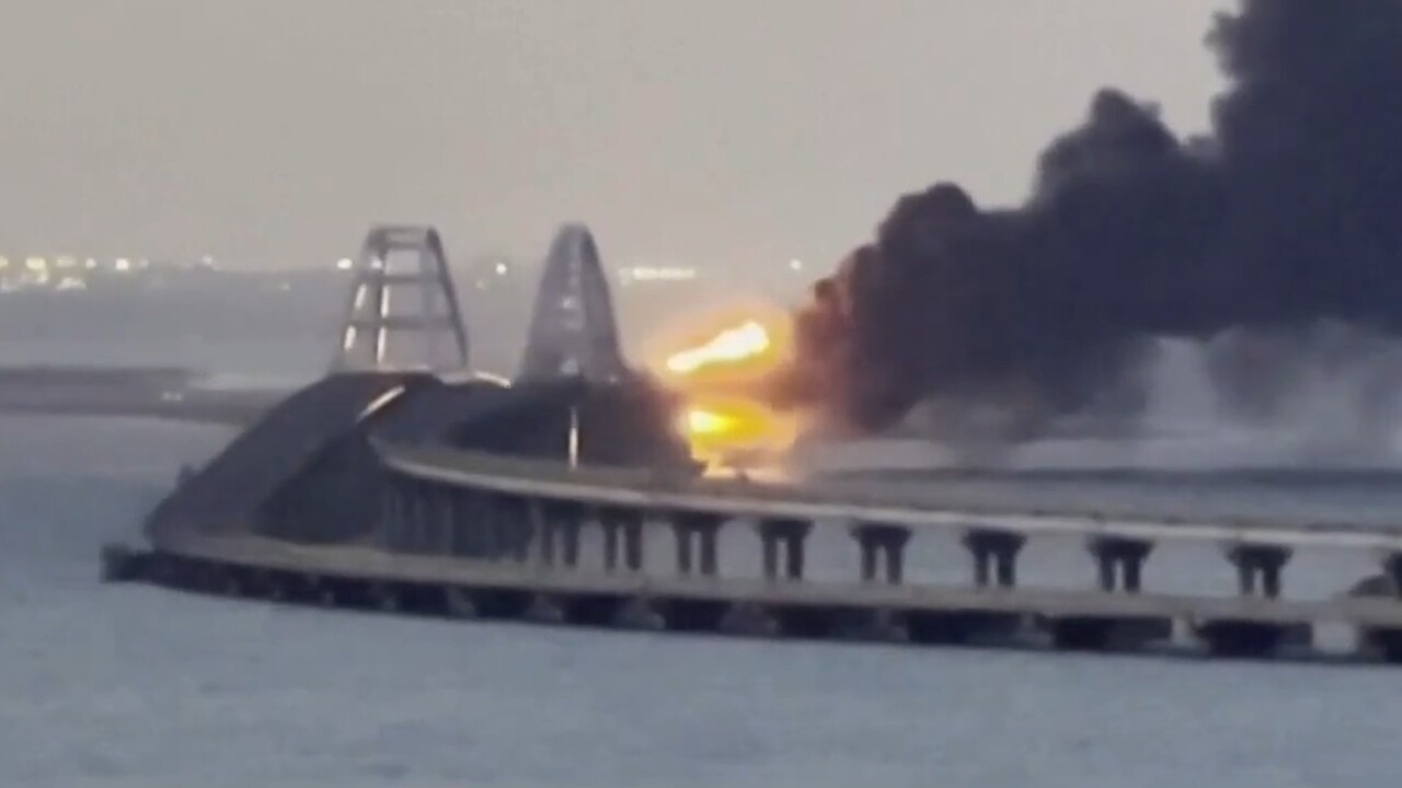 Kerch bridge in Crimea rocked by explosion | Sky News Australia