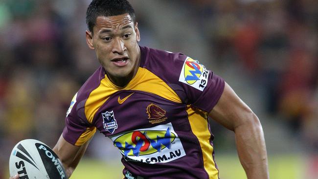 Israel Folau played for the Broncos in 2010. Picture: Bradley Kanaris/Getty