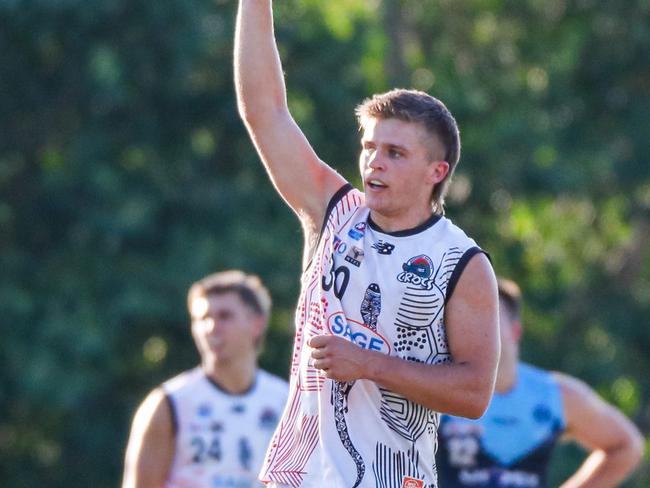 Jack Sexton playing for Southern Districts in the 2024-25 NTFL season. Picture: Celina Whan / AFLNT Media