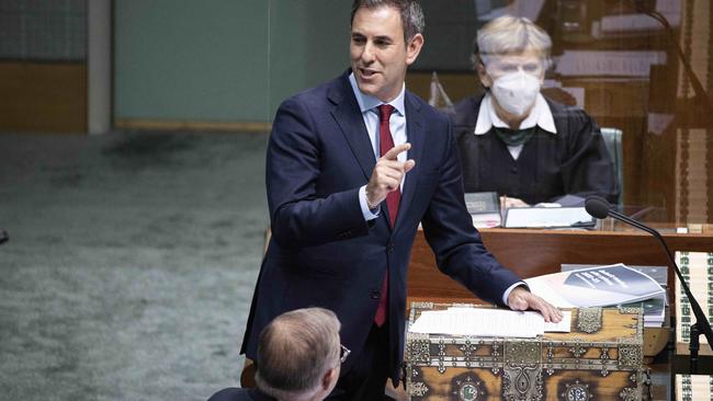 Anthony Albanese listens to Treasurer Jim Chalmers in Question Time. Picture: NCA NewsWire/Gary Ramage