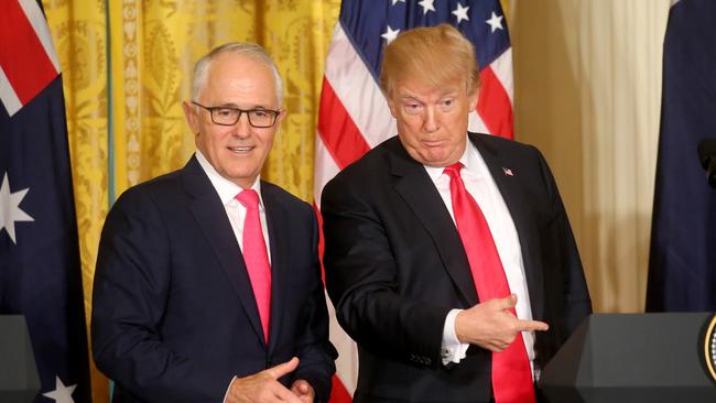 The relationship between Donald Trump and Malcolm Turnbull started off rocky. Picture: Nathan Edwards