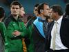 Australia V's South Africa, Socceroos, farewell match at ANZ Stadium Homebush, 26th May, Sydney Australia. Curtis Good on the podium after the match with Socceroos coach Ange Postecoglou Pic : George Salpigtidis