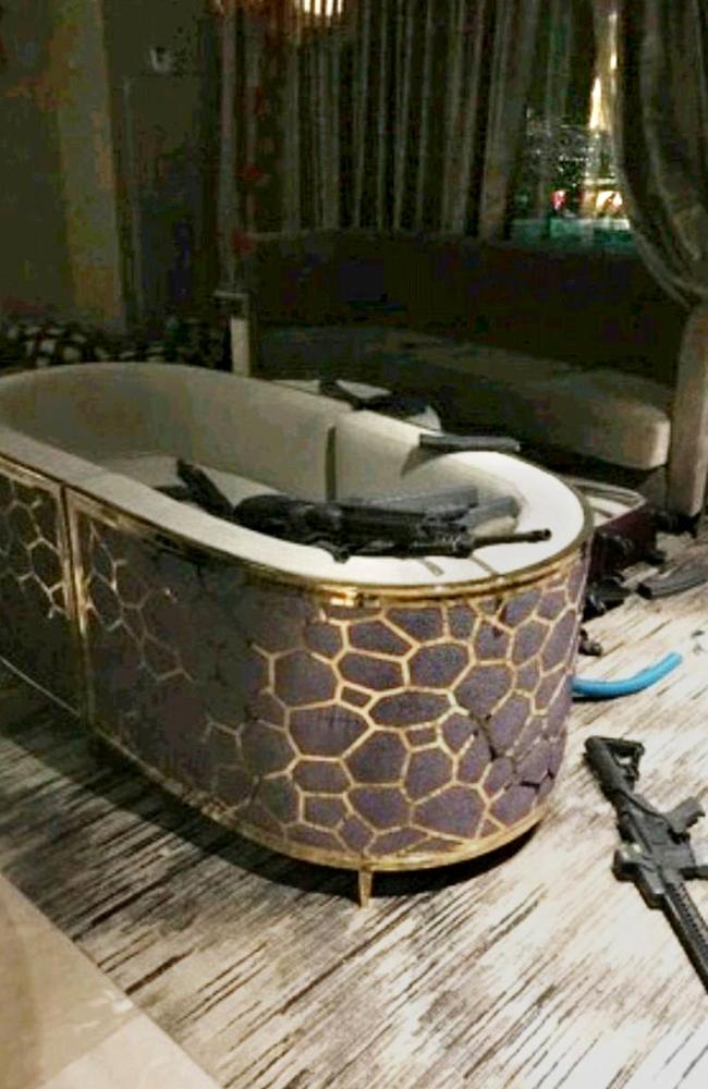 Inside shooter Stephen Paddock's room at Mandalay Bay hotel, Las Vegas. Picture: Supplied