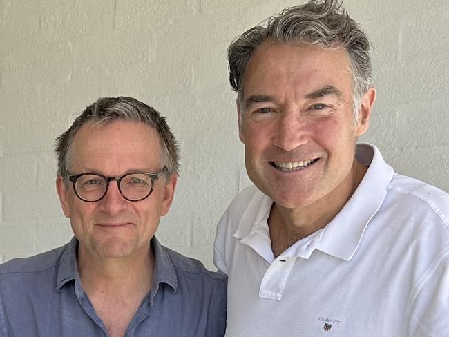 Former Australian of the Year James Muecke and friend Dr Michael Mosley . Picture: Supplied