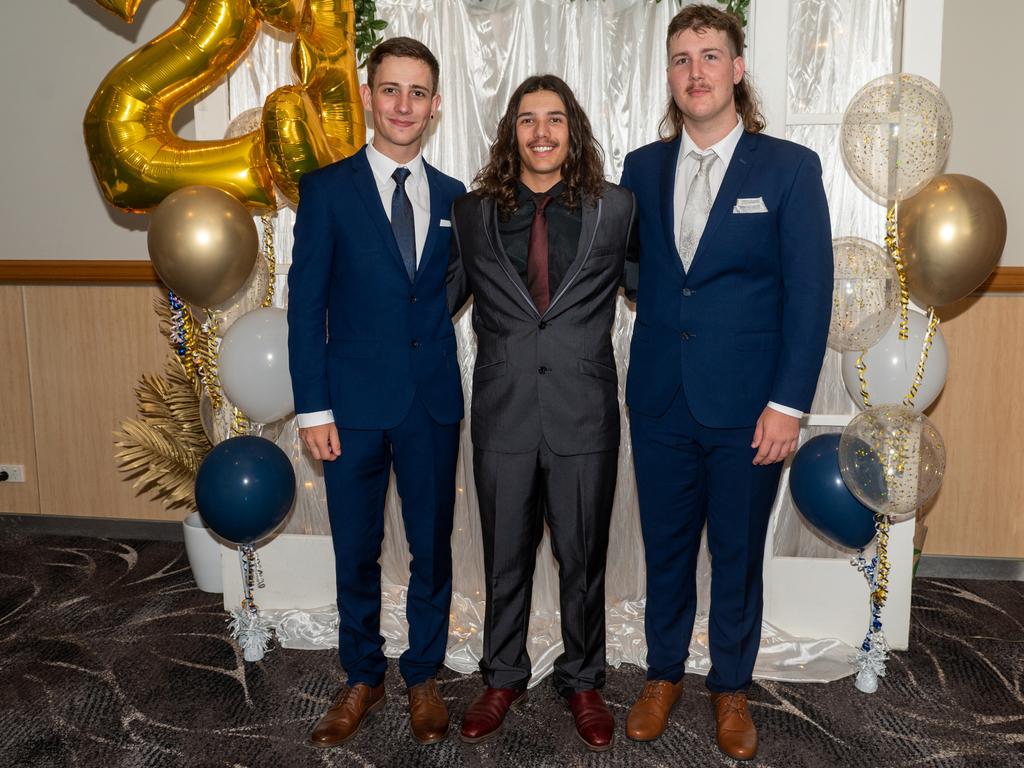 Tom Jones, Angelo Barbaro Damato and Jack Moloney at Calen District College Graduation dinner, Friday 17 November 2023 Picture: Michaela Harlow