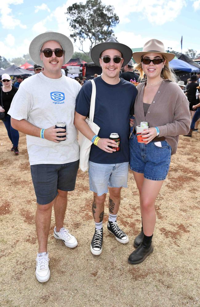 Luke and Scott Mahony with Ruby Buckley at Meatstock, Toowoomba Showgrounds. Picture: Patrick Woods.