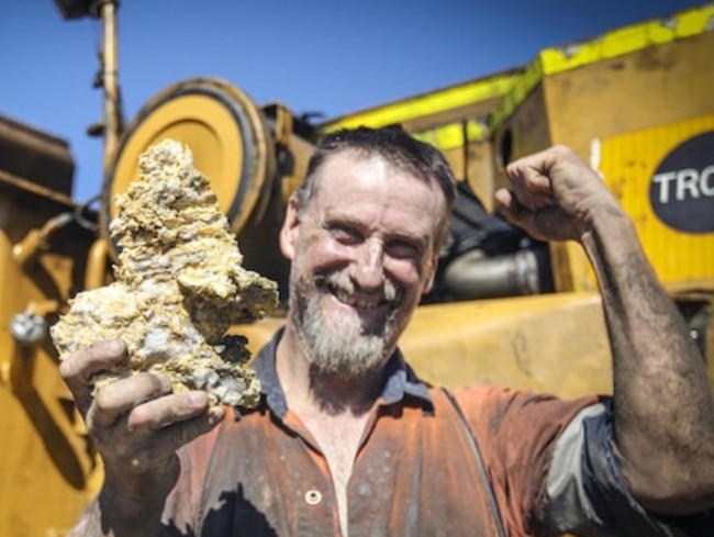 Airleg driller Henry Dole was on shift when his team discovered two huge specimens at RNC's Beta Hunt mine site in Kambalda earlier this month. Picture: Kelsey Reid / Kalgoorlie Miner.