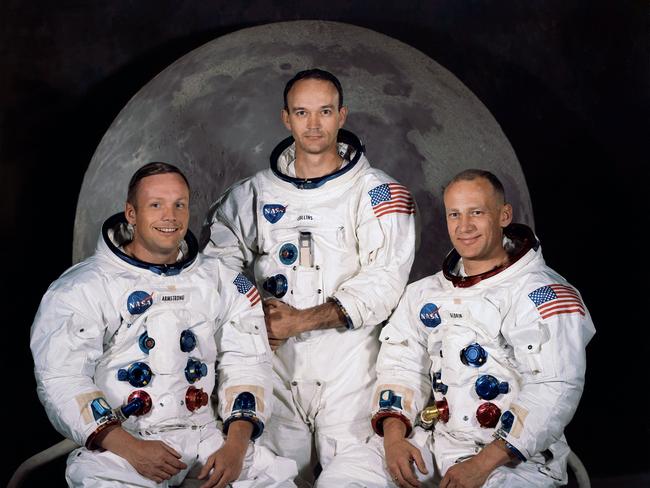 The official NASA crew portrait of the Apollo 11 astronauts taken at the Kennedy Space centre on March 30, 1969. Pictured from left to right are: Neil A. Armstrong, Commander; Michael Collins, Module Pilot; Edwin E. "Buzz" Aldrin, Lunar Module Pilot. Picture: HO/NASA/AFP