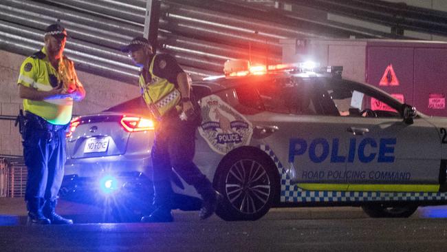 Police patrol the streets of Alice Springs this week. Picture: Liam Mendes