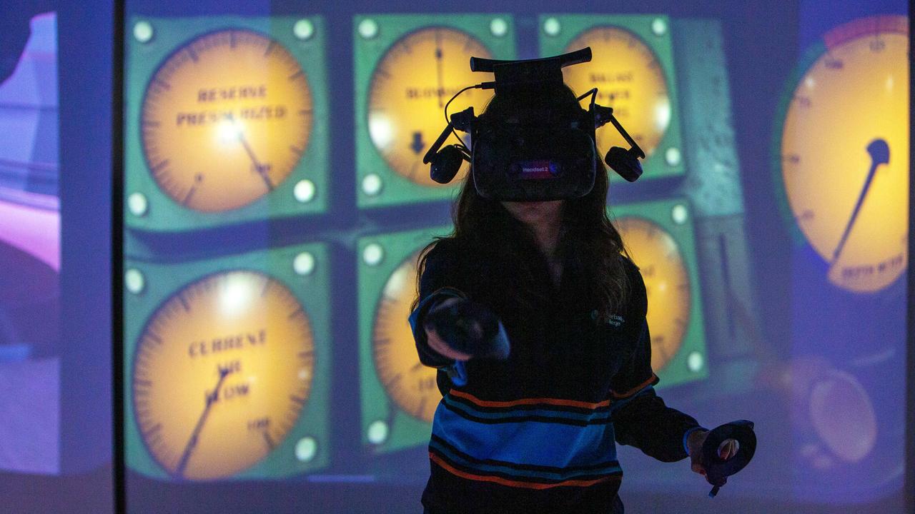 Riverbanks College Students using VR technology, under the watchful eye of Lumination experts. Picture: Emma Brasier