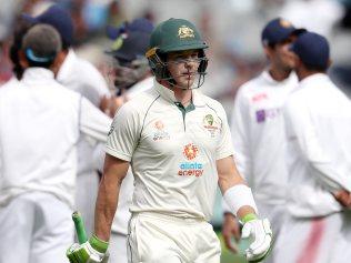 Aussie skipper Tim Paine walks off the MCG after being dismissed. Picture: Michael Klein