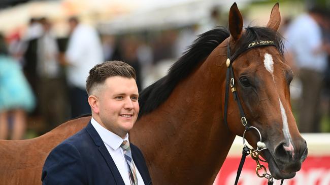 Matt Hoysted and Uncommon James after winning the Oakleigh Plate last year. Picture: Getty Images