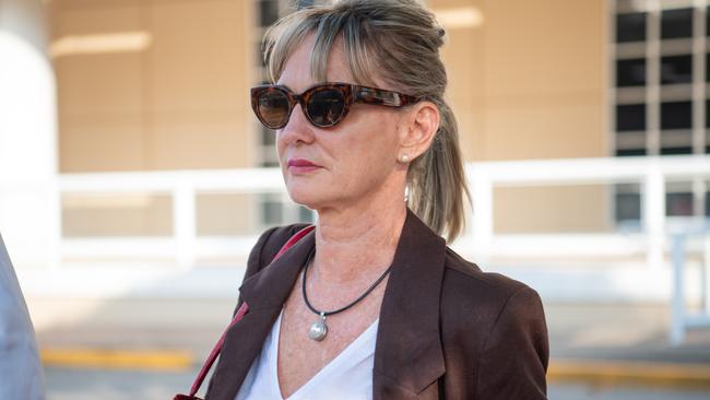 North Australian Aboriginal Justice Agency chief executive Priscilla Atkins leaves the Federal Court where she is suing NAAJA over an employment dispute. Picture: Pema Tamang Pakhrin