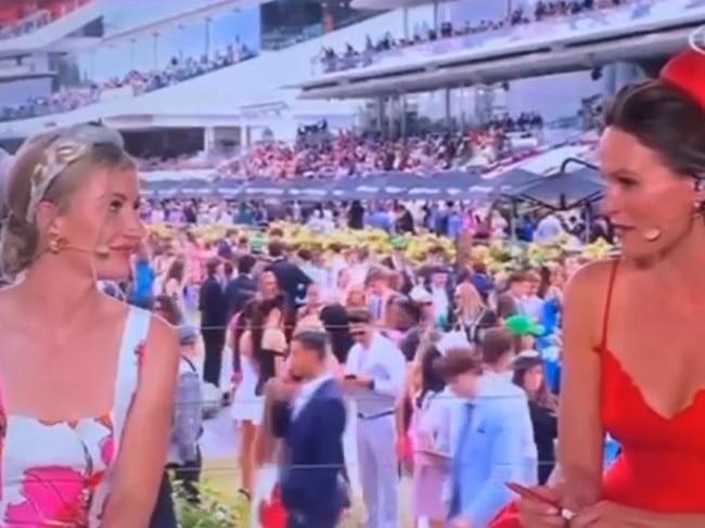 Jamie Kah being interviewed by Francesca Cumani before the 'oh god' moment.