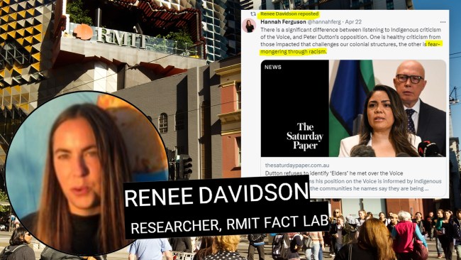 A verificadora de fatos do RMIT, Renee Davidson, compartilhou conteúdo que rotula Peter Dutton, da Coalizão, como um racista propagador do medo.