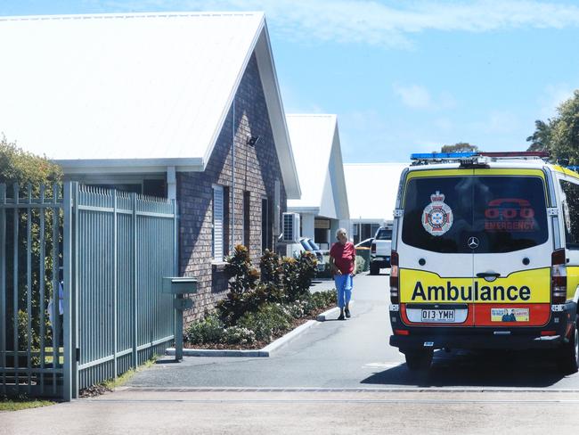 Queensland Ambulance Officers attend Southport Lodge nursing home which has been assessed as one of the 27 worst in the country. Photo: Scott Powick