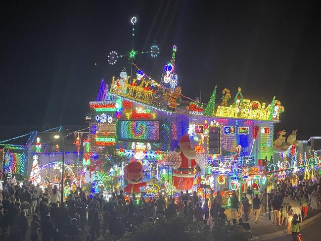 A large crowd outside the Merry Strickland Christmas lights display at Burpengary East. Photo: Supplied