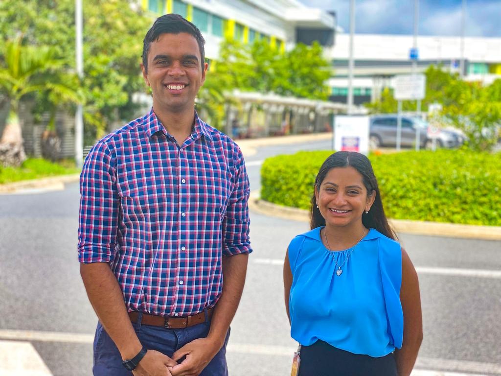 Mackay-based sixth-year James Cook University students Nikolas Robinson and Marishka Shah, who are doing their internship with in Mackay in 2022. Picture: Contributed