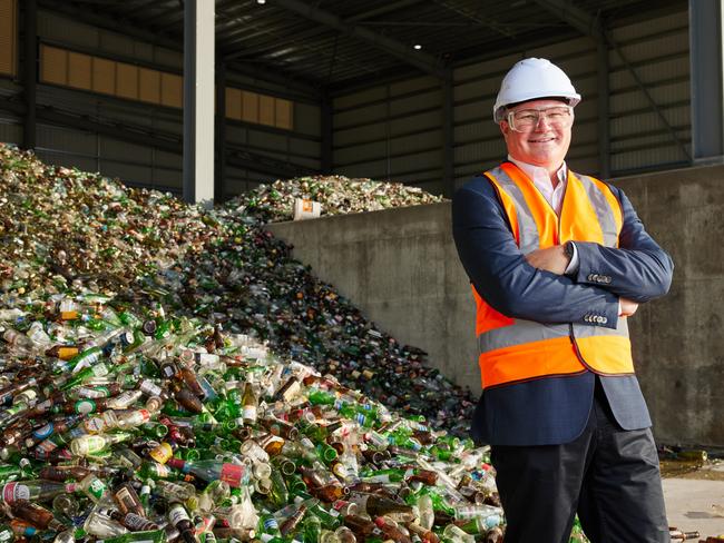 Orora chief executive Brian Lowe at the company's $25m recycling facility near Gawler. Picture: Andre Castellucci